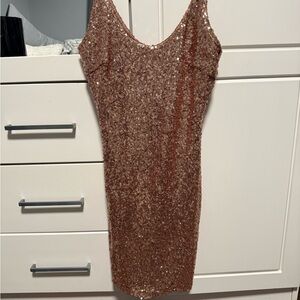 Bear Dance Rose Gold Sequin Backless Dress